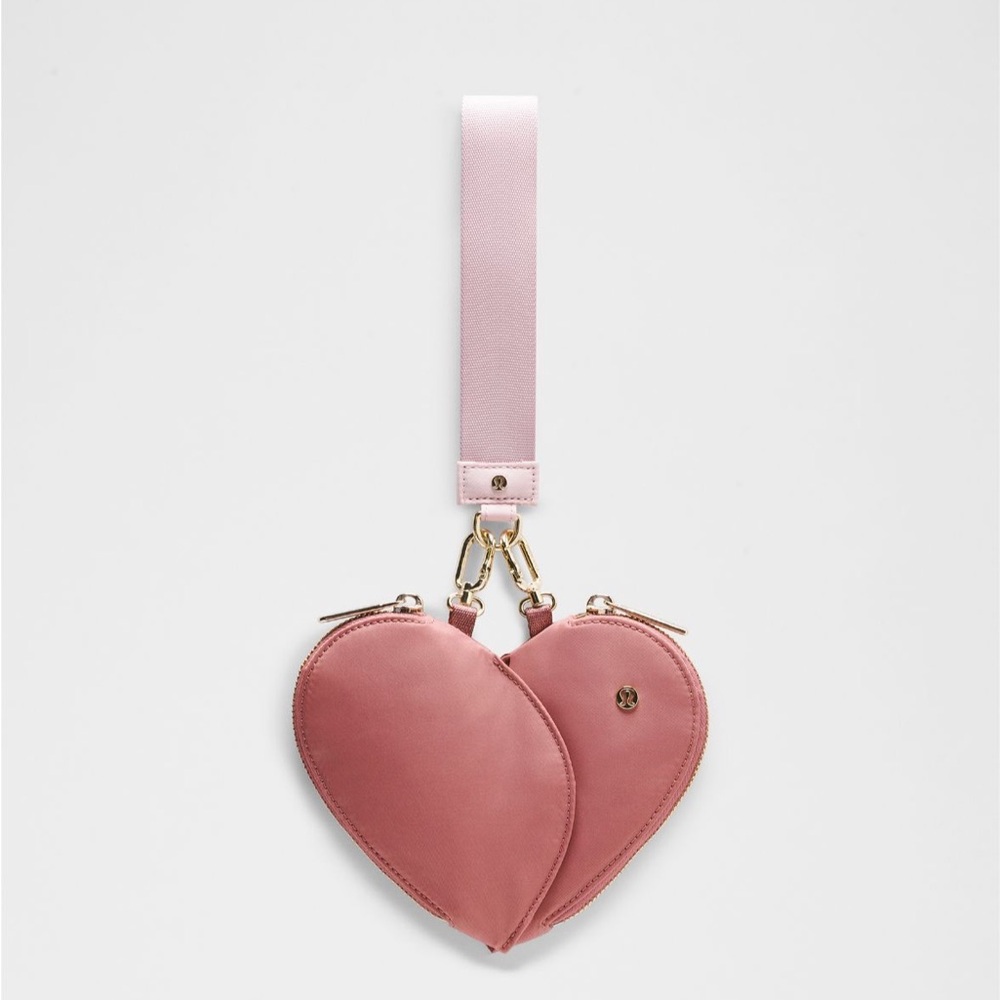 Dual Pouch Wristlet Heart Spiced Chai/Pink Haze/Gold